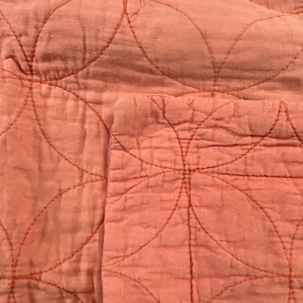 Laura Ashley Standard Quilted Pillow Shams Peach Geometric Bedding (22